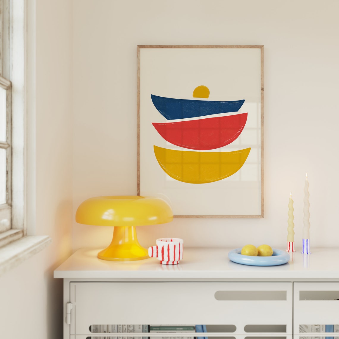 Colorful Abstract Boho Mid Century Modern Crescent Art Poster - Image 2