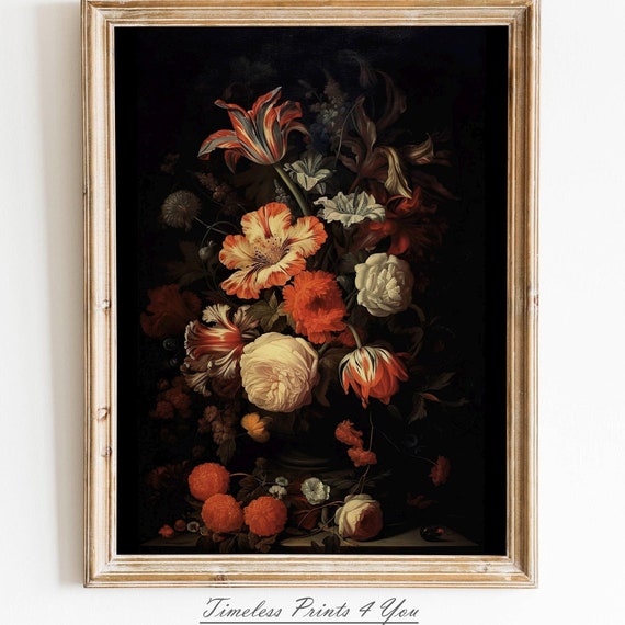 Moody Floral Botanical Wall Art Print