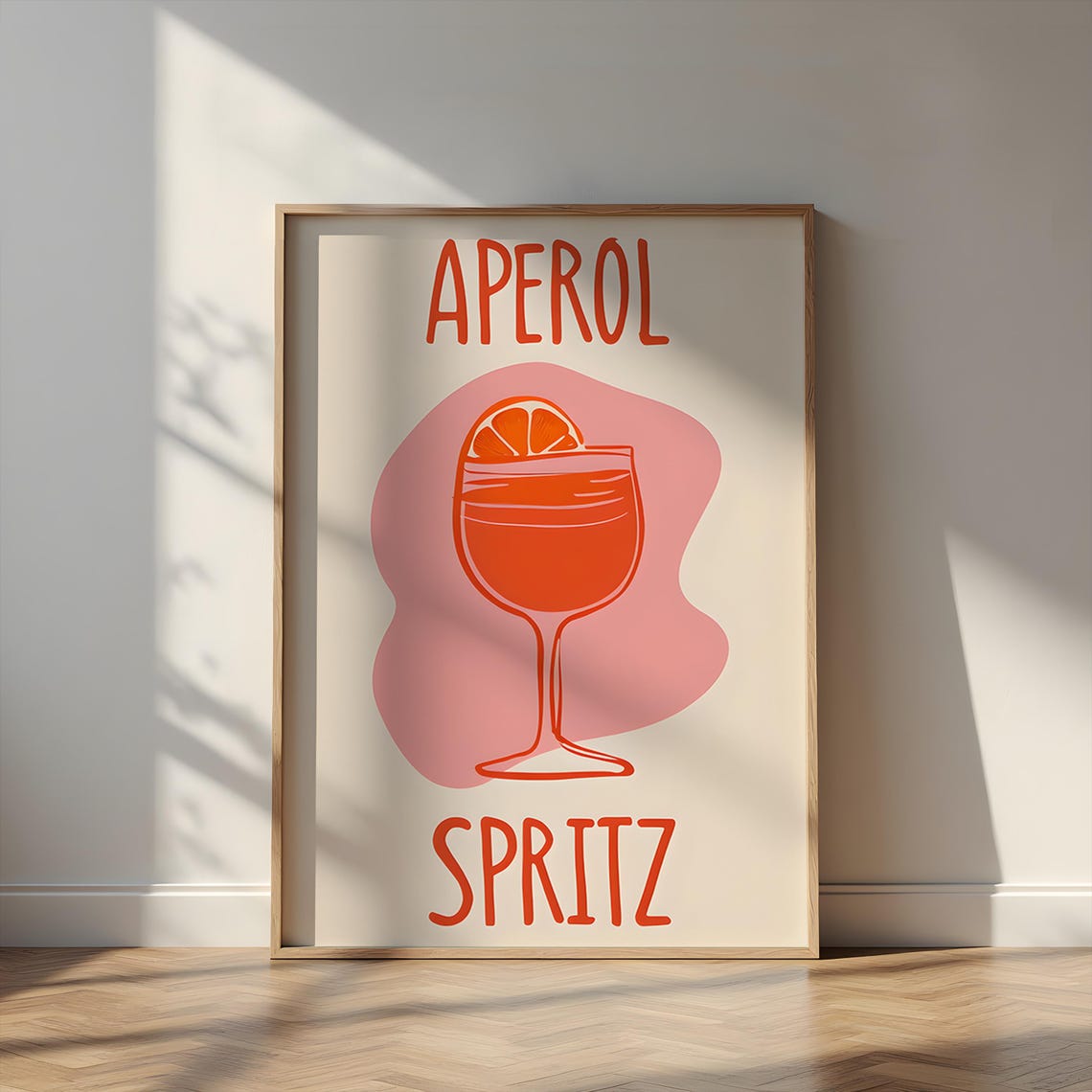 Aperol Spritz Cocktail Minimalist Bar Cart Retro Drink Art Poster