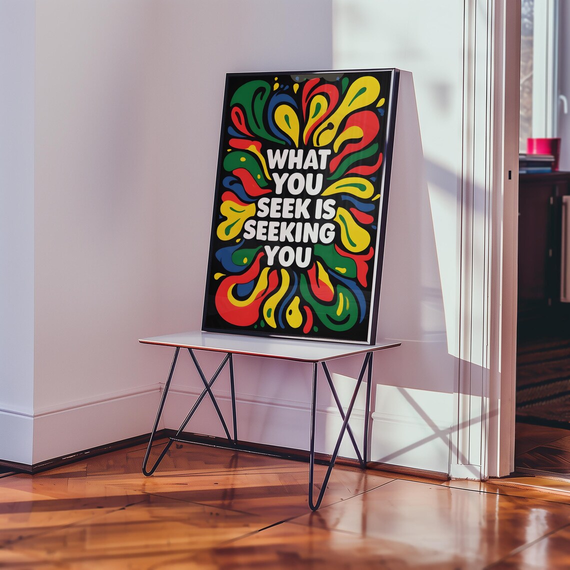 What You Seek Is Seeking You Rumi Quote Colorful Boho Wall Art