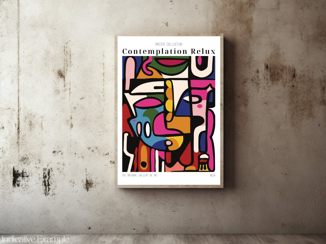 Contemplation Relux Cubist Abstract Face Bold Color Art Poster - Image 2