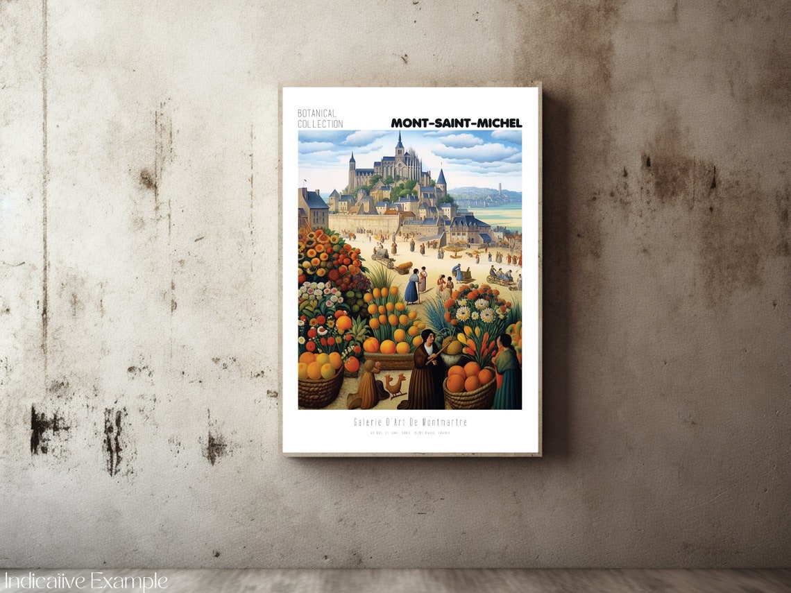 Mont Saint Michel Print Mont Saint Michel Vintage Poster Mont Saint Michel Wall Art Henri Rousseau Flower Market Poster France Poster - Image 2