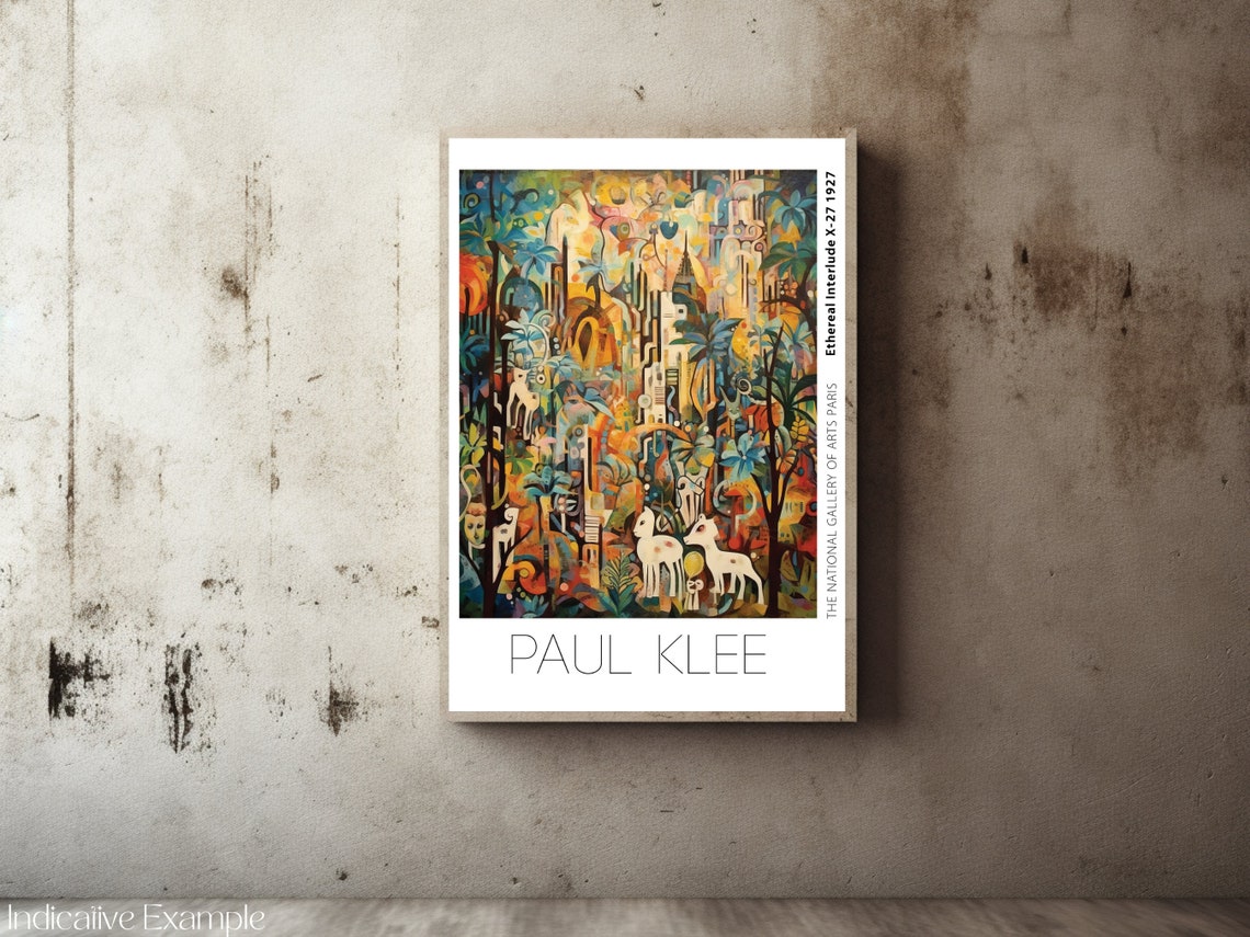 Paul Klee Inspired Surreal Vibrant Wild Garden White Deer Poster - Image 2