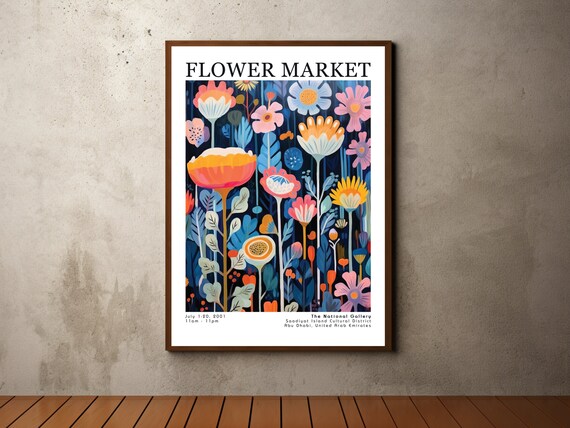 Flower Market Poster Flower Market Print Botanical Wall Art Exhibition Posters Prints Henri Matisse Vintage Flowers Floral Painting