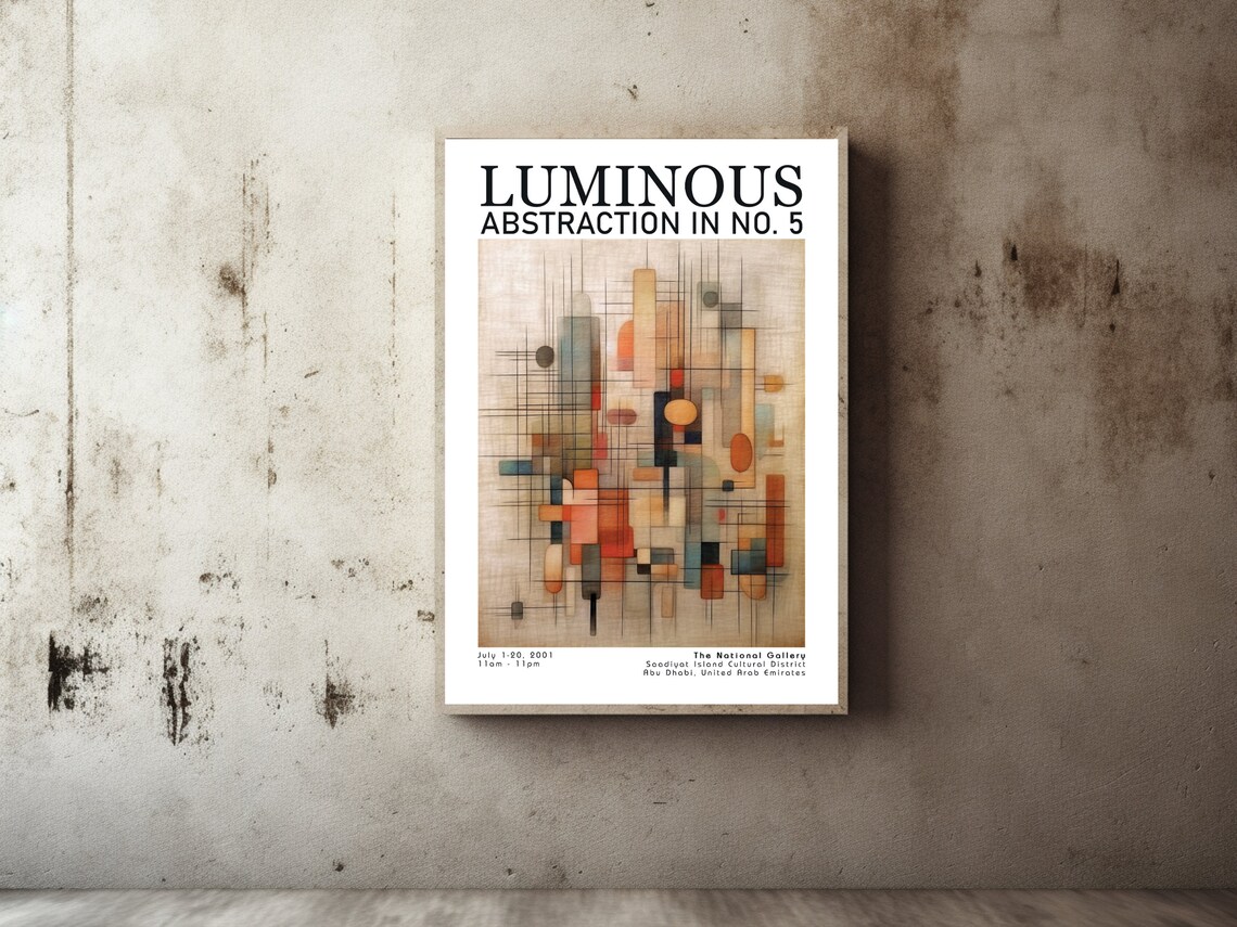Luminous Abstraction No 5 Soft Beige Modern Geometric Line Poster - Image 2