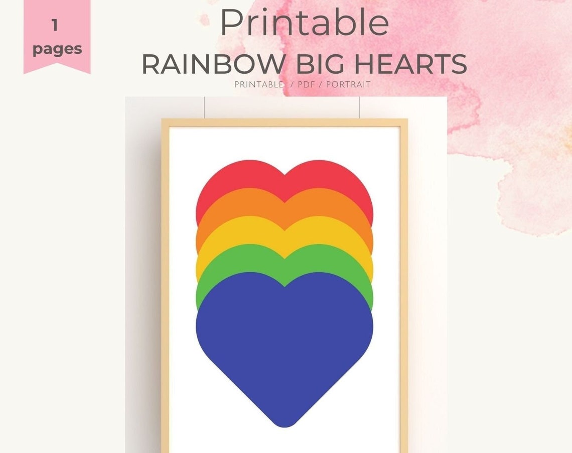 Rainbow Layered Hearts LGBTQ Pride Pop Colorful Modern Wall Art - Image 2
