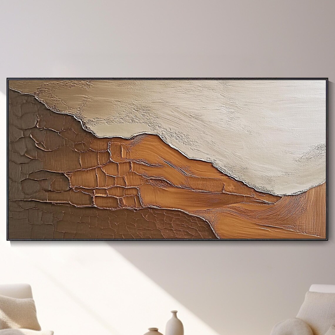 Earth Tone Abstract Desert Texture Wabi Sabi Panoramic Oil Poster
