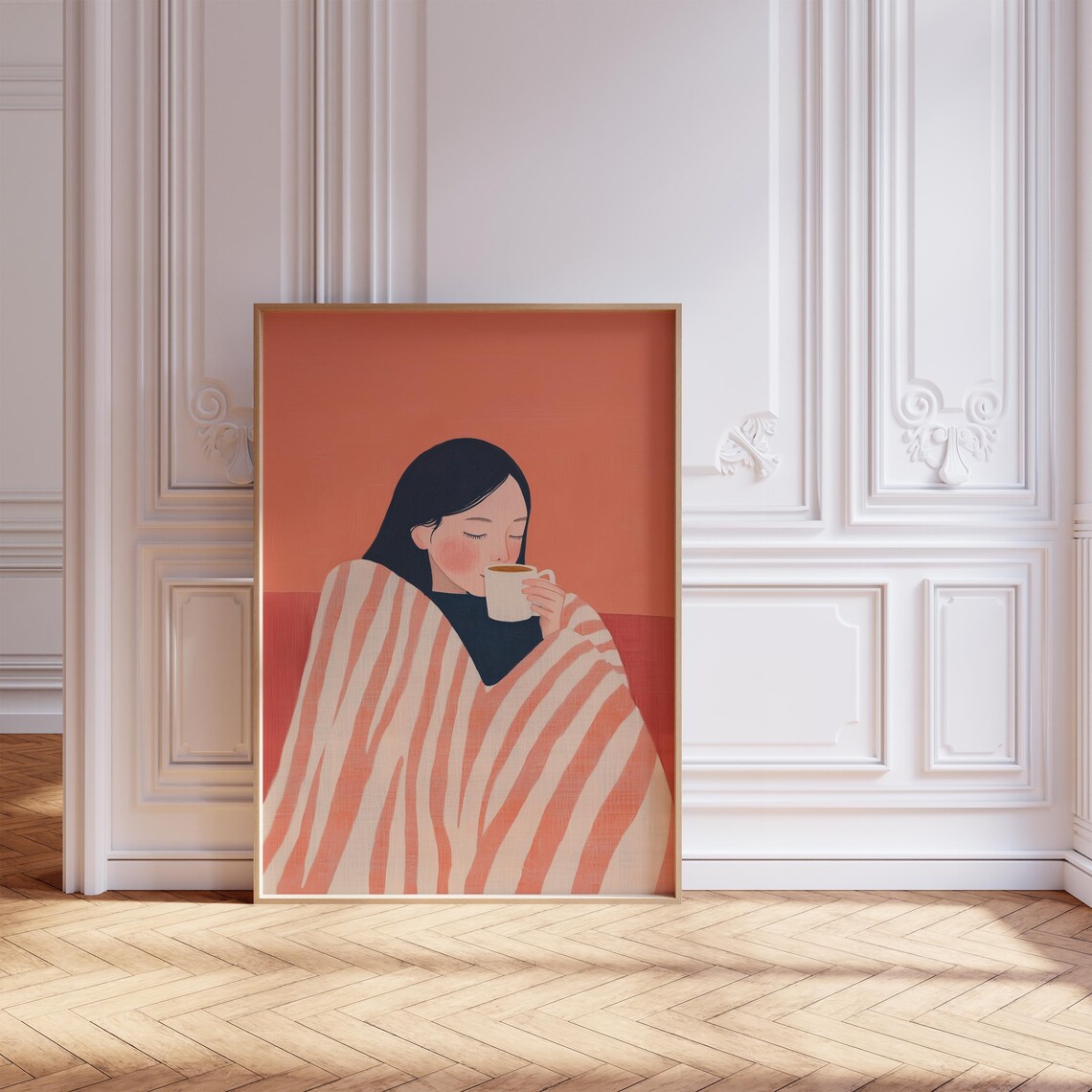 Girl With Coffee, Trendy Abstract Kitchen Decor - Image 3