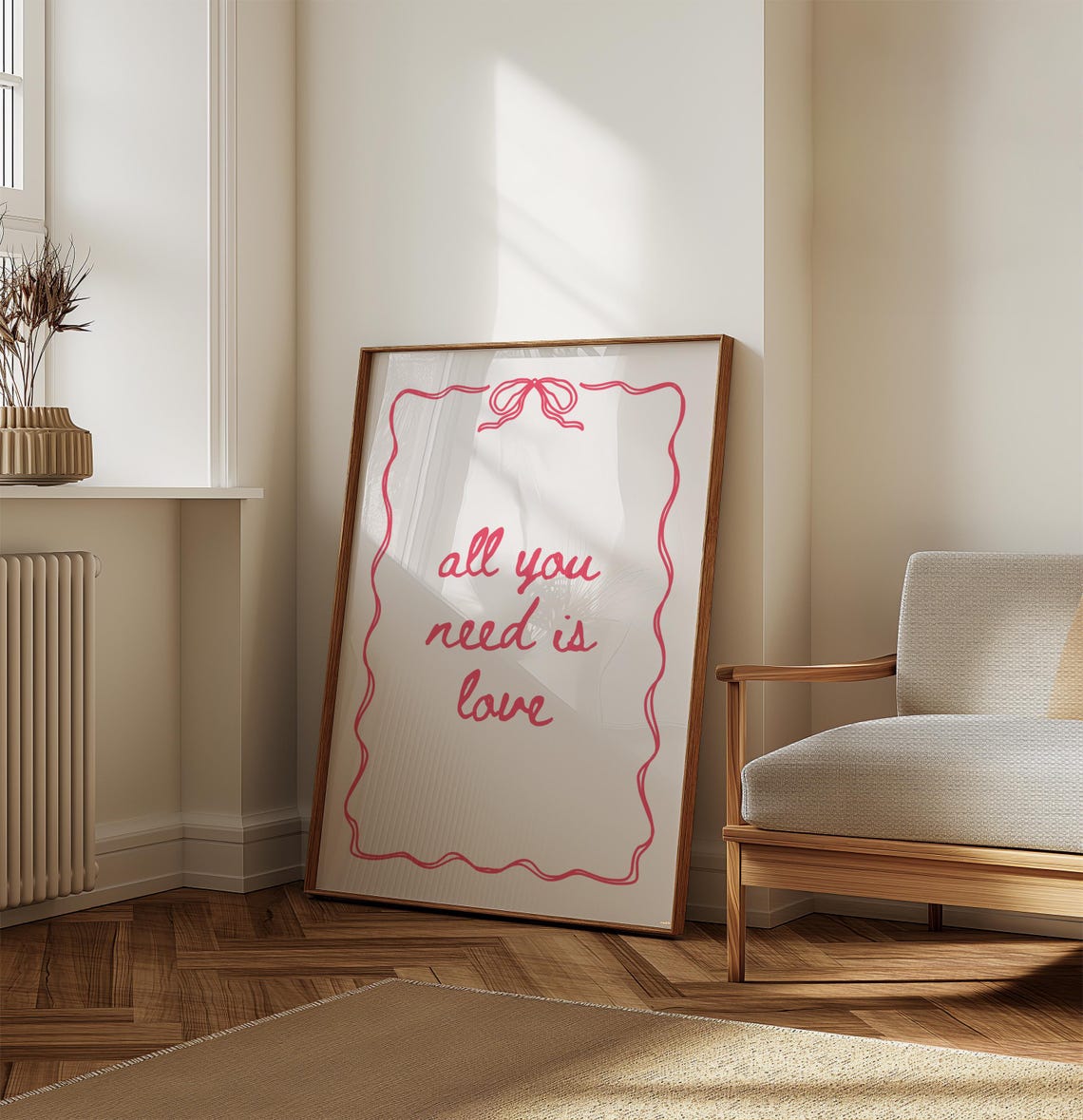 All You Need Is Love Red Script Bow Coquette Valentines Poster - Image 6