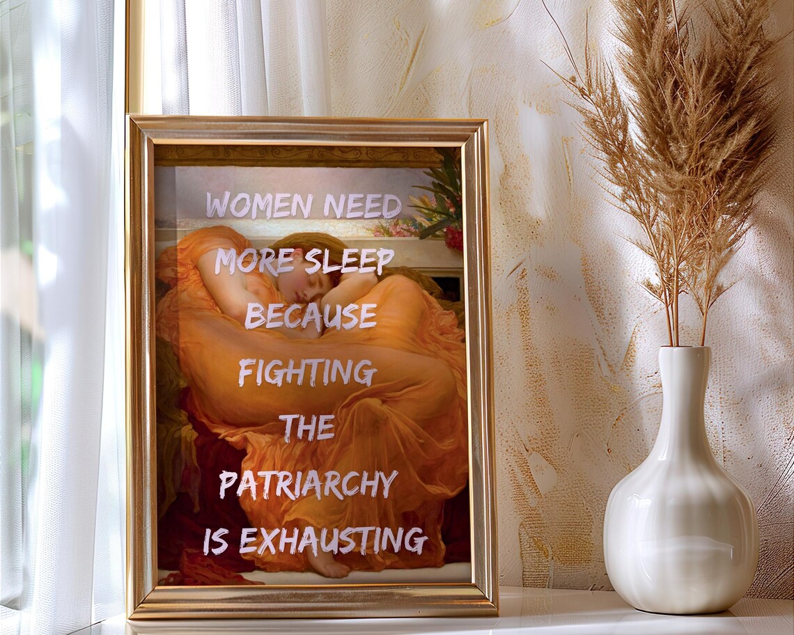 Women Need More Sleep Flaming June Feminist Classic Art Quote Poster - Image 3