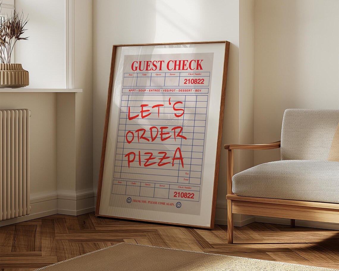 Lets Order Pizza Guest Check Retro Kitchen Poster - Image 7