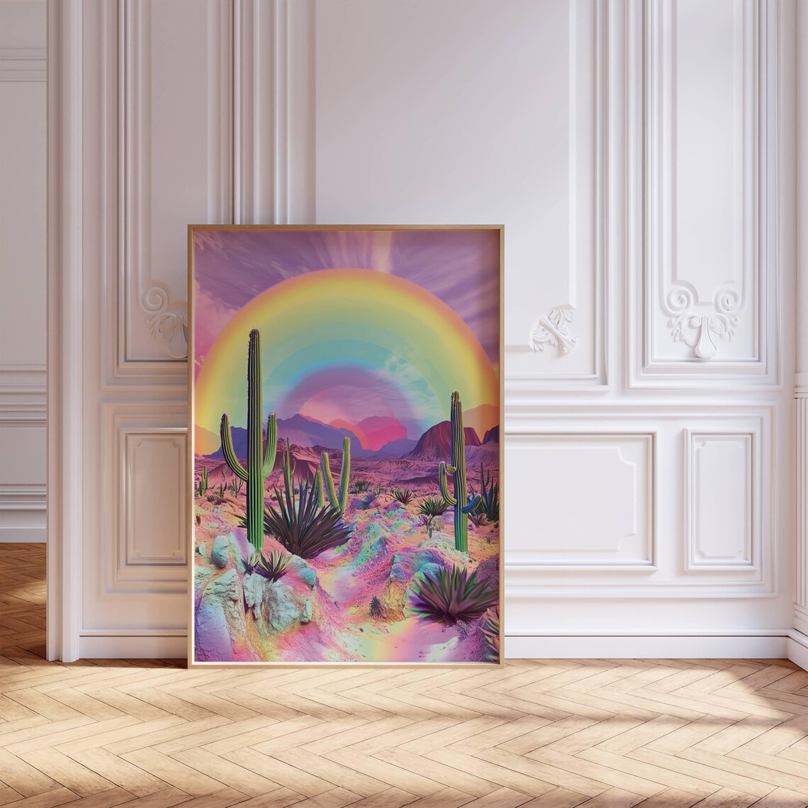 Psychedelic Desert Landscape, 70s Retro Art Print - Image 8