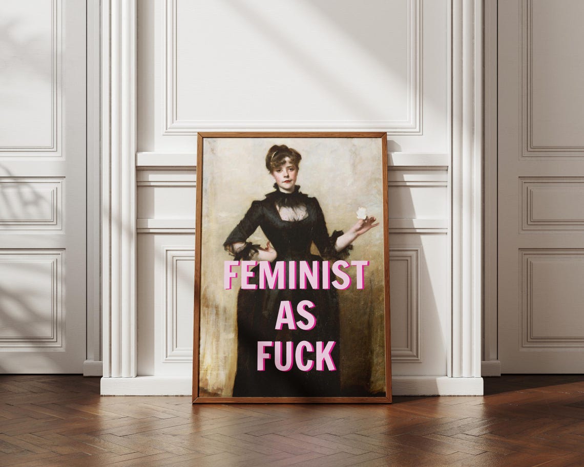 Feminist As Fuck Altered Classic Portrait Bold Pink Quote Art Poster - Image 2