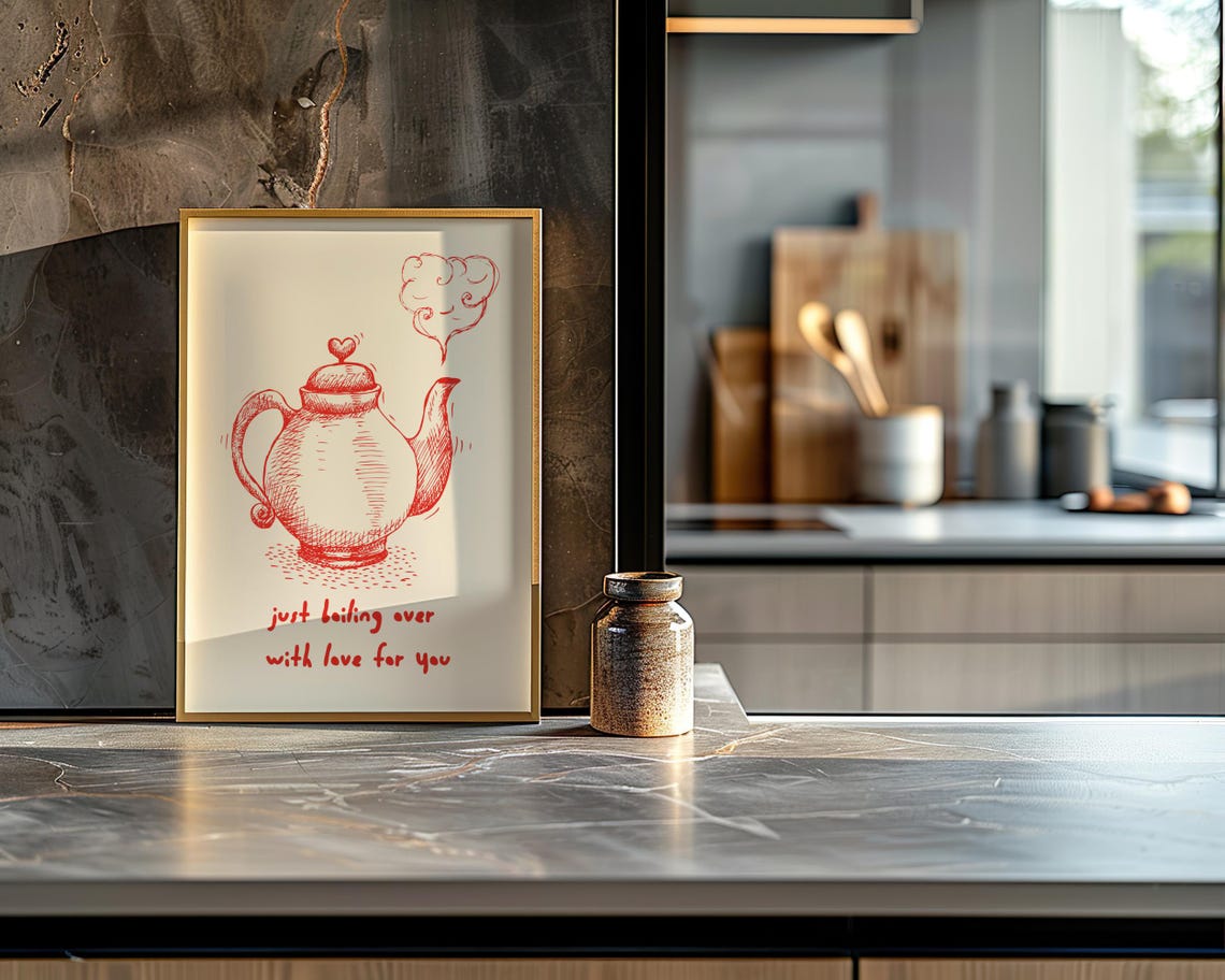 Aesthetic Kitchen Decor Cute Teapot Illustration Art Kitchen Wall Art Print Dining Room Print Tea Lover Gift Retro Print Print - Image 2