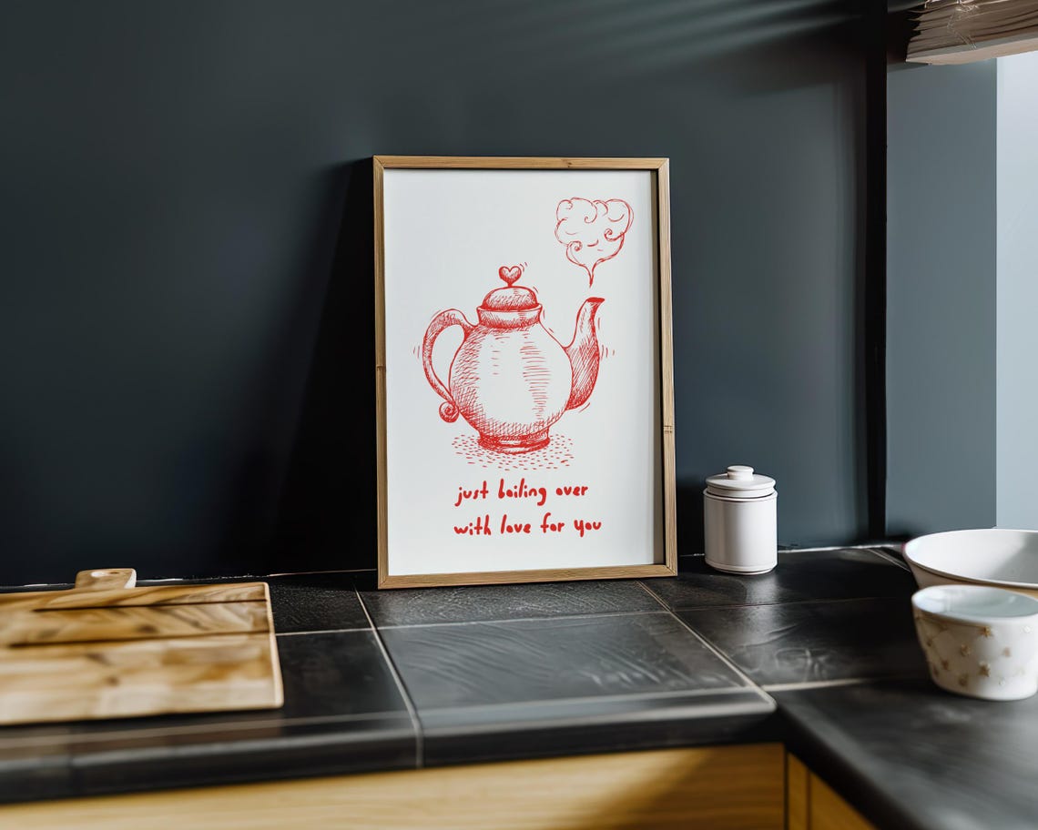 Aesthetic Kitchen Decor Cute Teapot Illustration Art Kitchen Wall Art Print Dining Room Print Tea Lover Gift Retro Print Print - Image 6