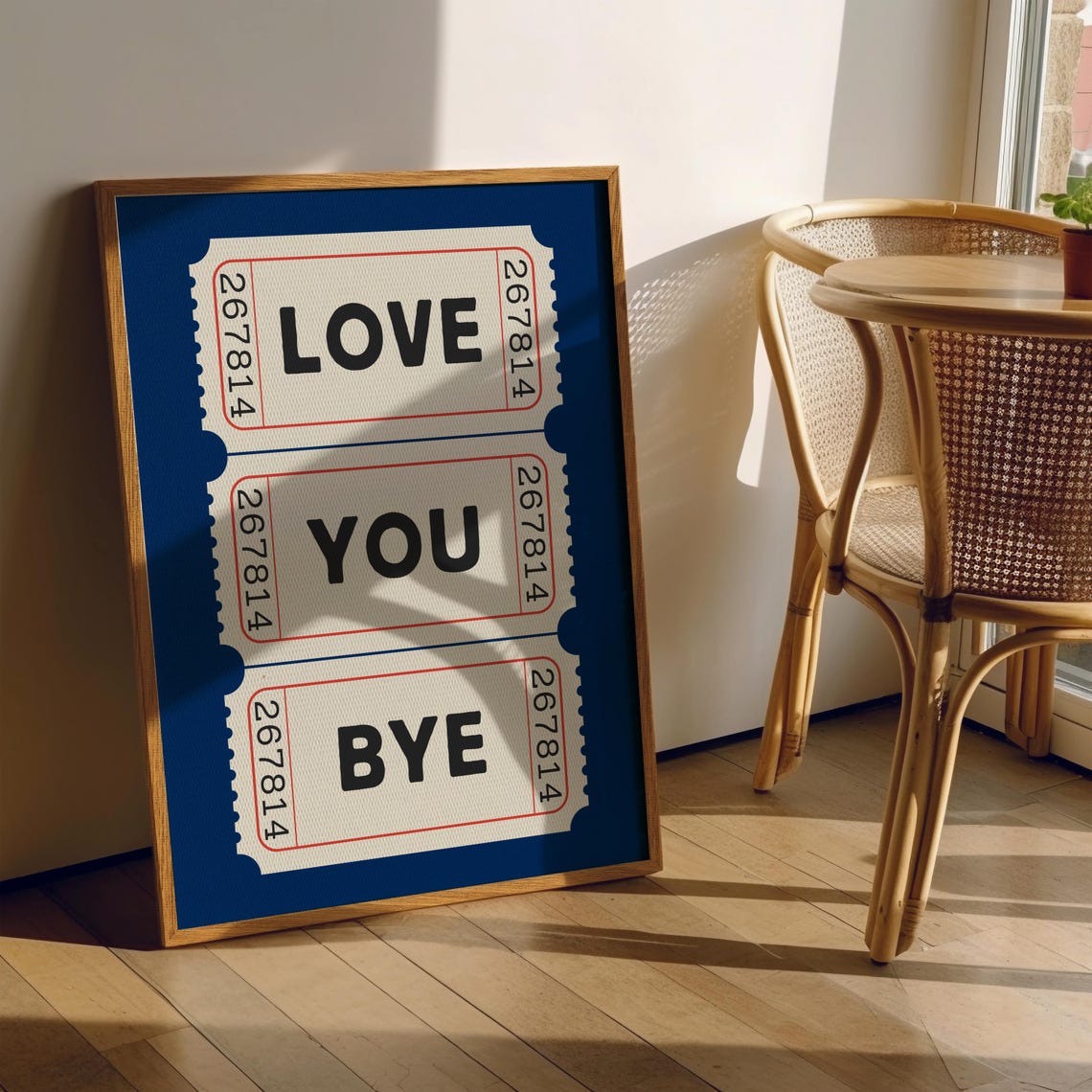 Love You Bye Retro Ticket Stub Trio Navy Blue Hallway Poster - Image 5