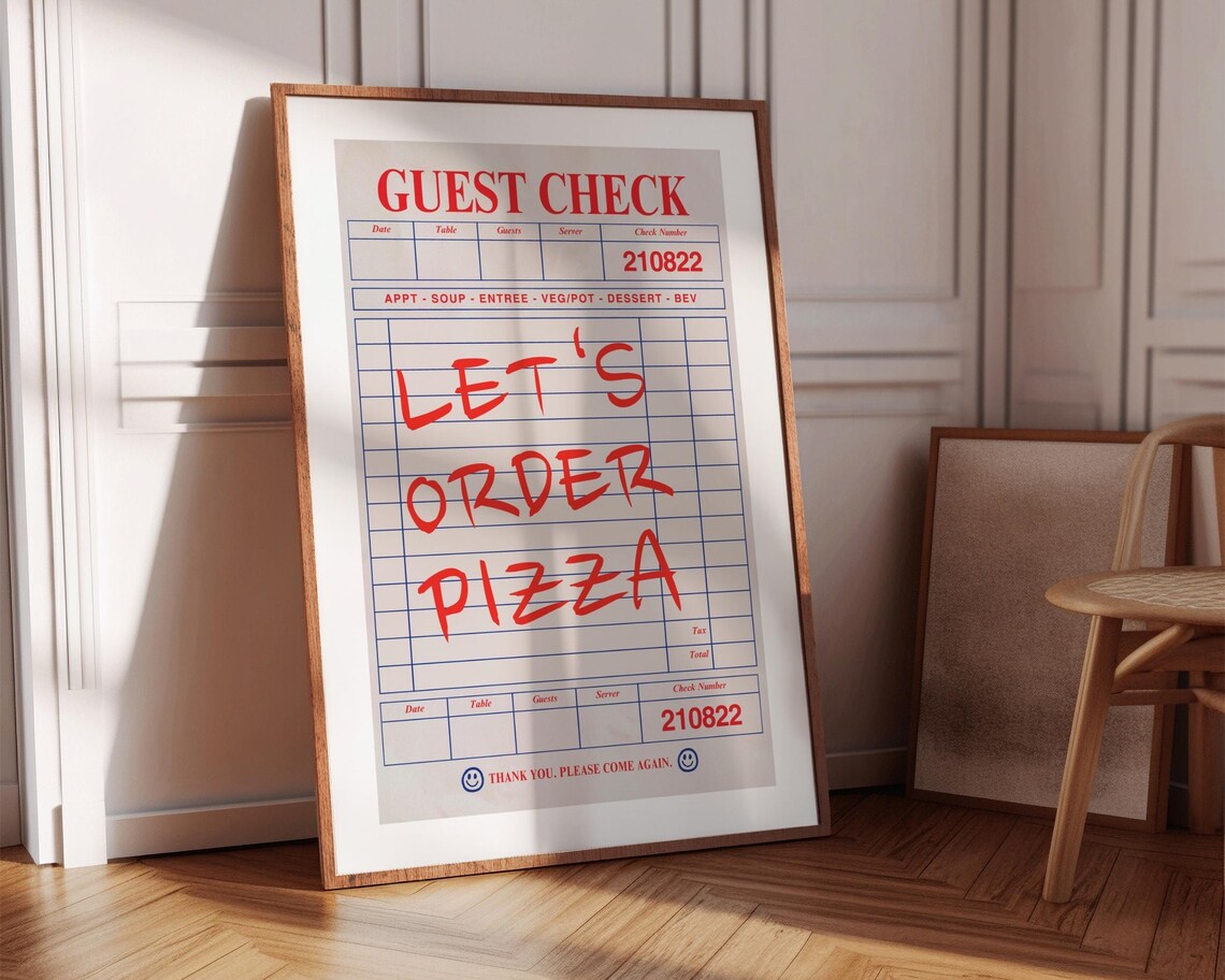 Lets Order Pizza Guest Check Retro Kitchen Poster - Image 8