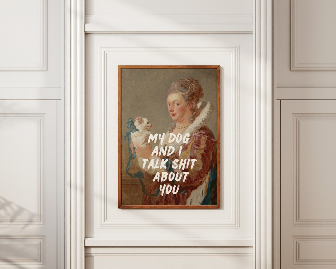 Funny Vintage Dog Lover Renaissance Portrait Art Print - Image 3