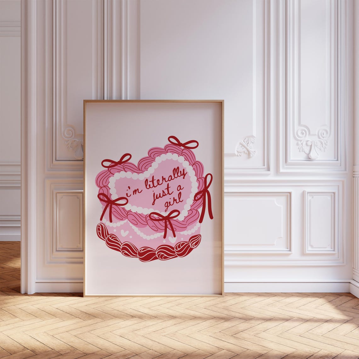 Literally Just A Girl Heart Cake Art, Coquette Decor - Image 4