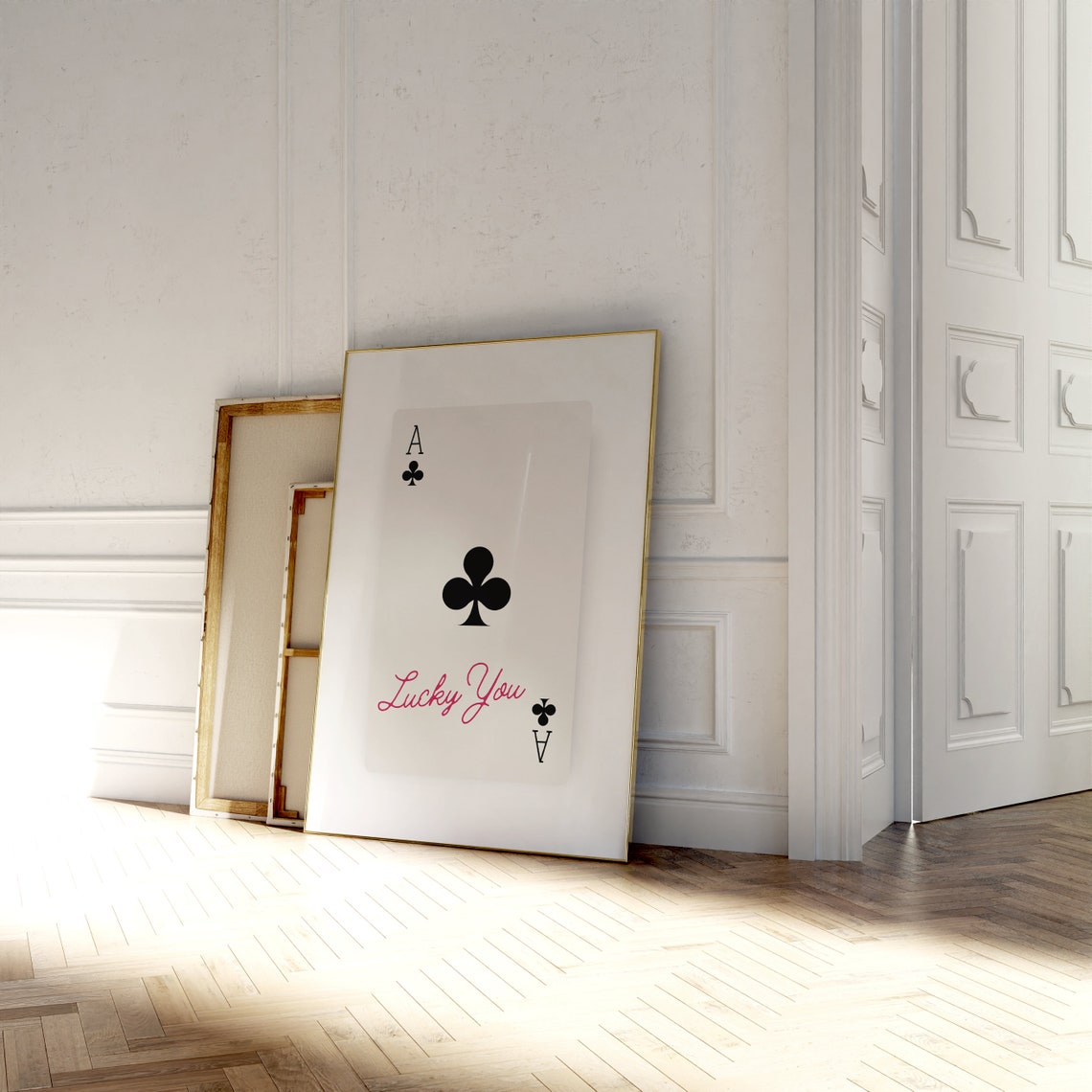 Lucky You Ace of Clubs Retro Script Red Lucky Charm Dorm Poster - Image 3