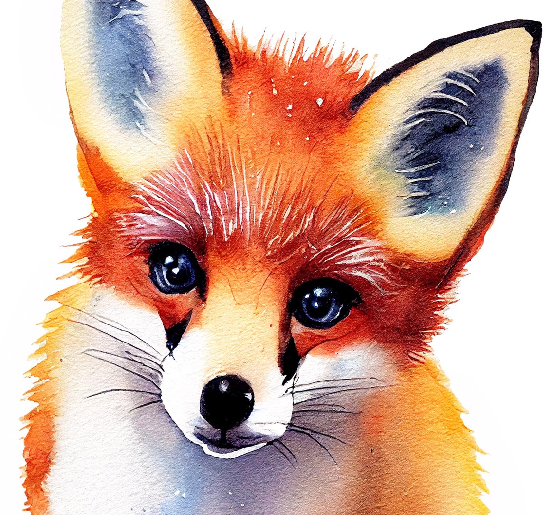 Adorable Red Fox Cub Watercolor Baby Animal Nursery Art Poster - Image 2