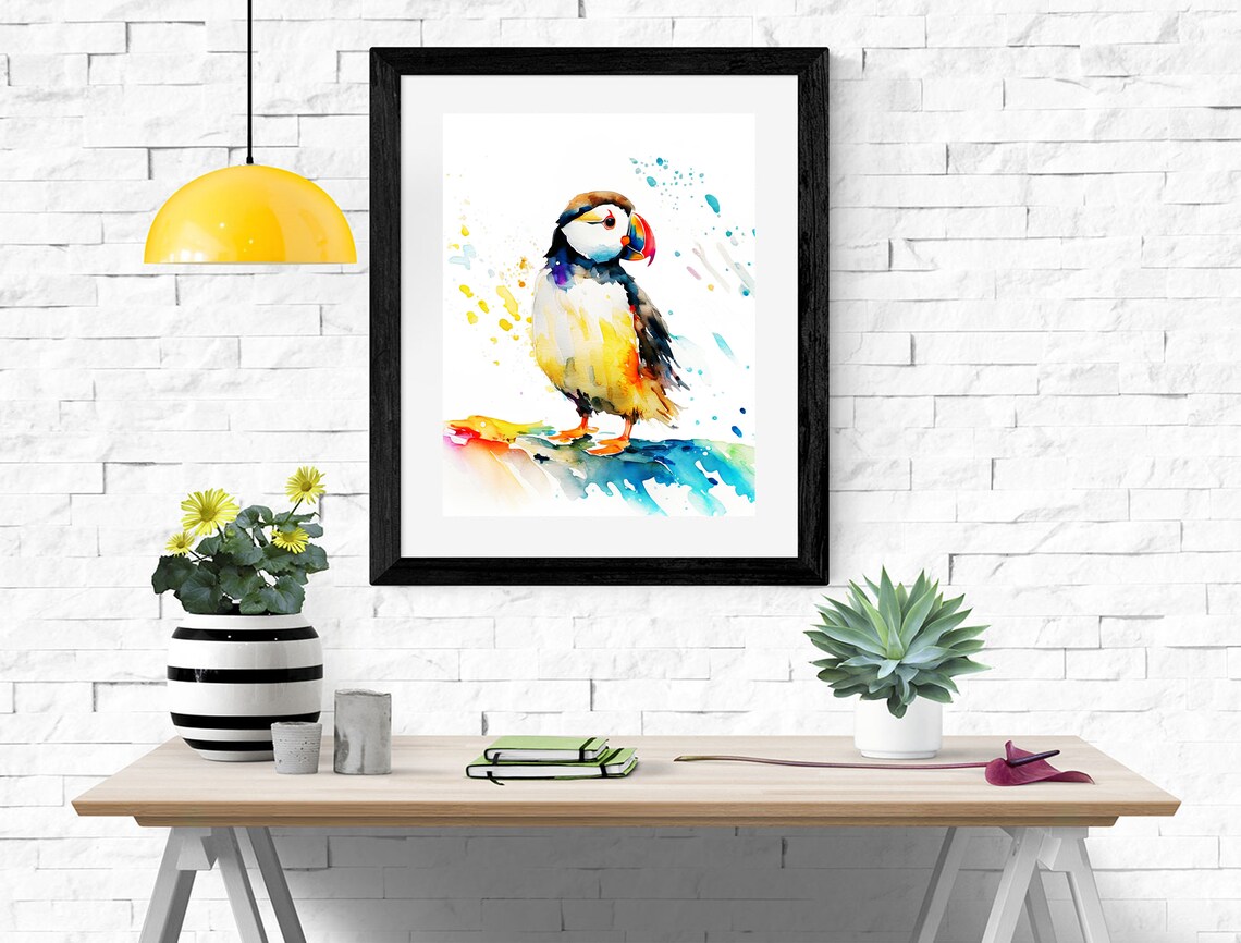 Puffin Watercolor Art Print, Nursery Bird Illustration - Image 2