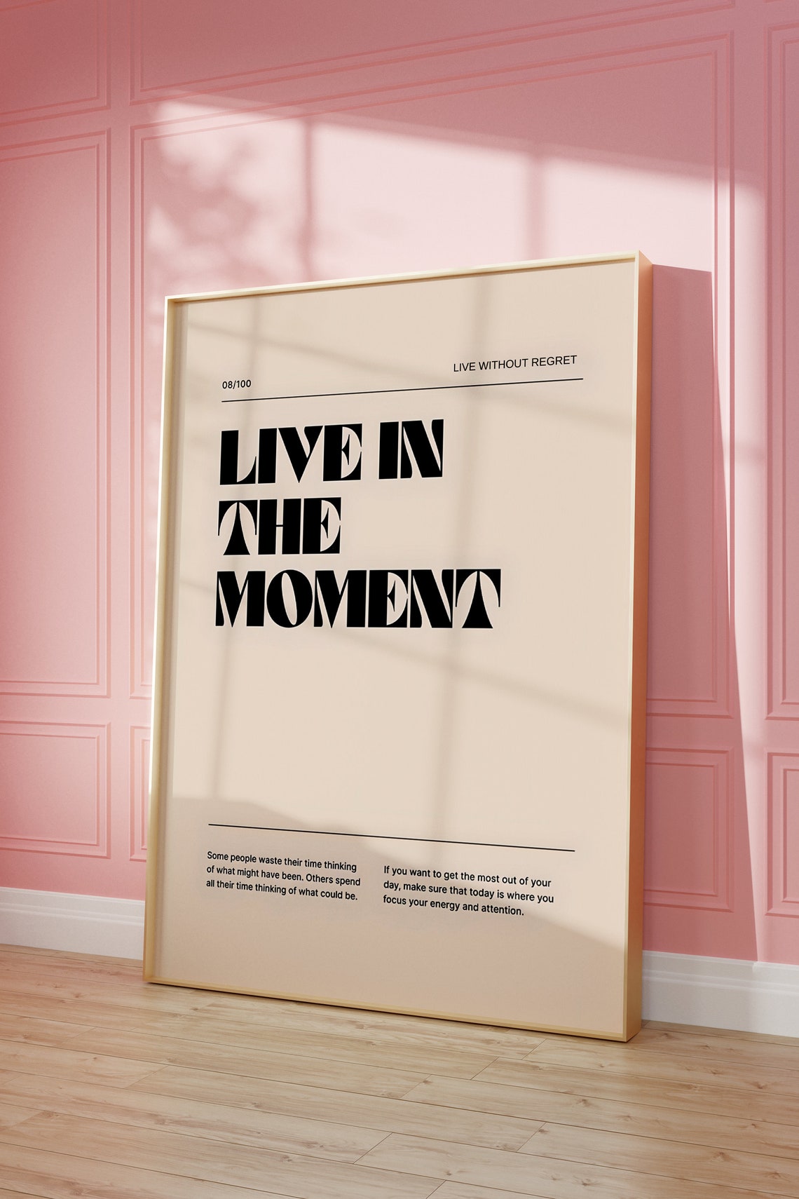 Live In The Moment Bold Minimalist Motivational Quote Art Poster - Image 2