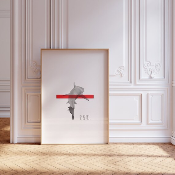 Shark Art Print Ocean Conservation Poster Wall Art For Home Office Art Prints Gallery Wall Decoration Art Print