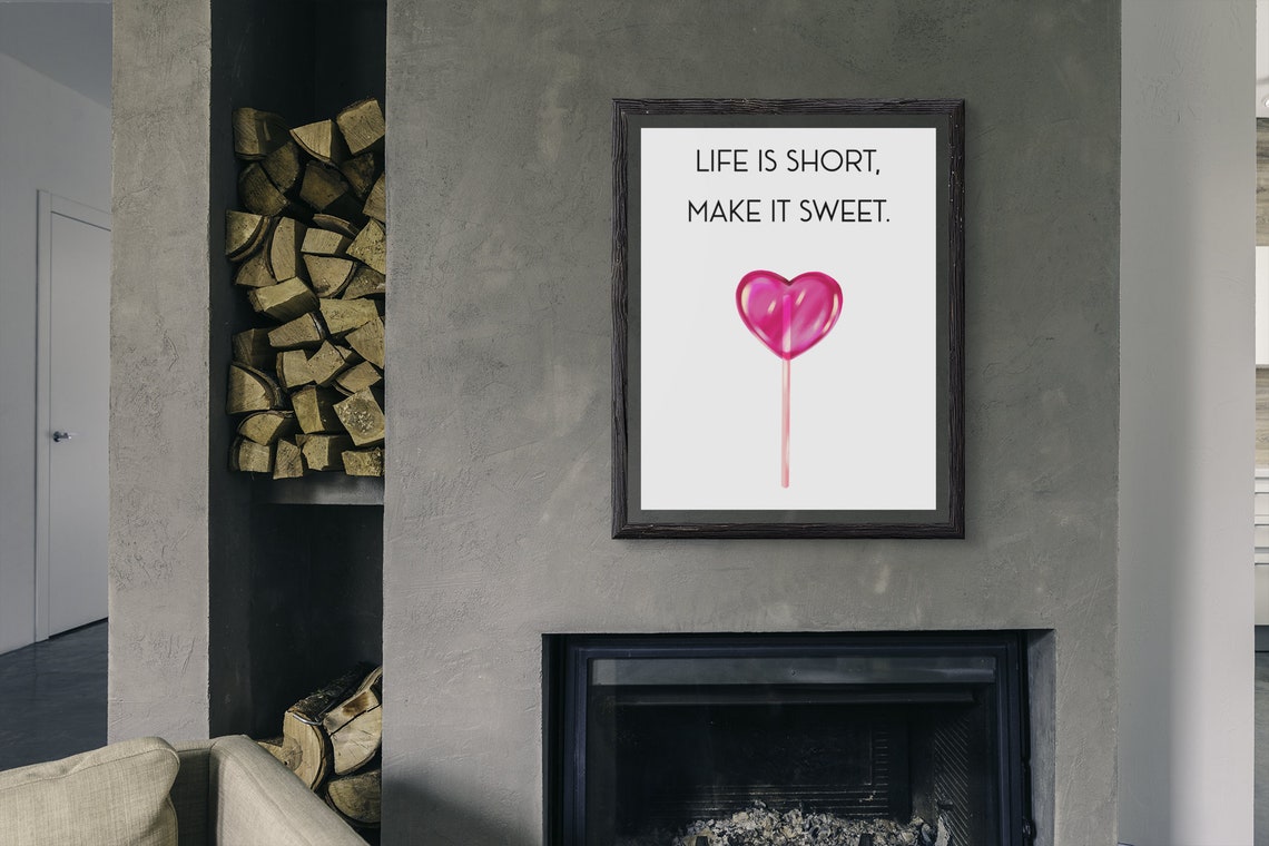 Life Is Short Make It Sweet Glossy Pink Heart Lollipop Poster - Image 4