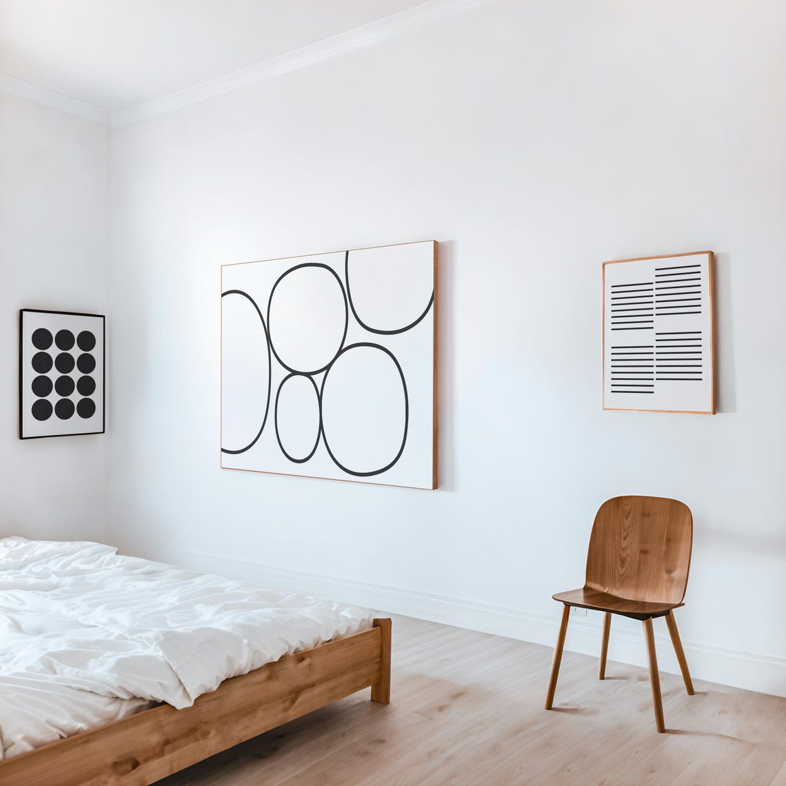 Black Lined Organic Overlapping Circles Minimalist Art Poster - Image 3