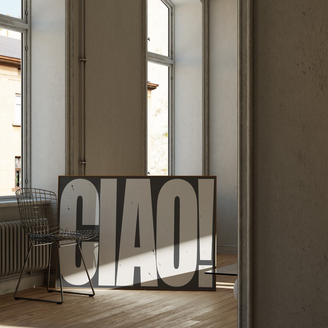 Ciao Bold Black and White Oversized Typography Statement Poster - Image 3