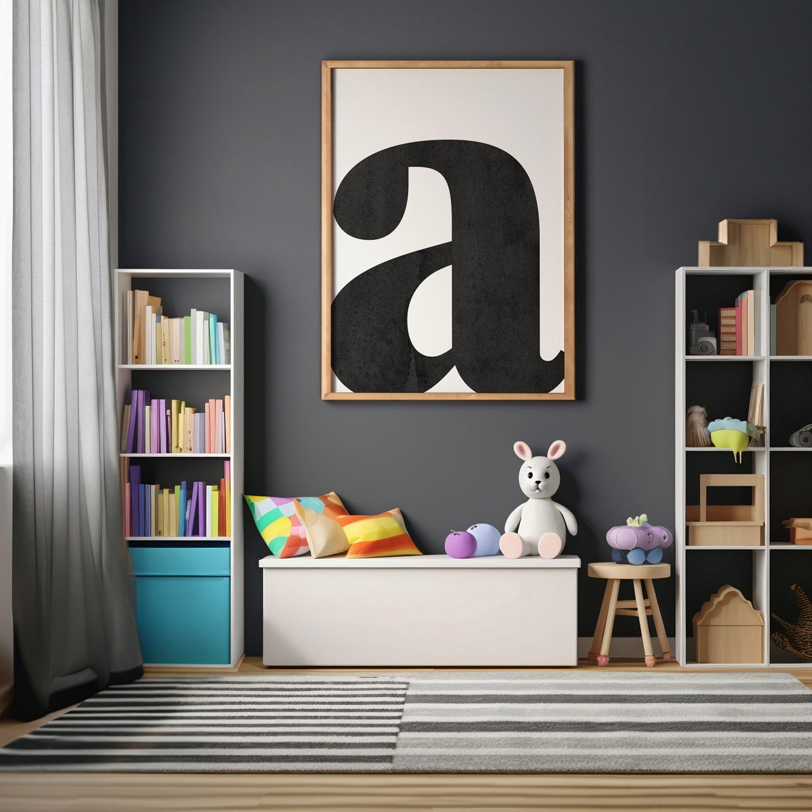 Scandinavian Alphabet Letter A Black and White Typography Poster - Image 3