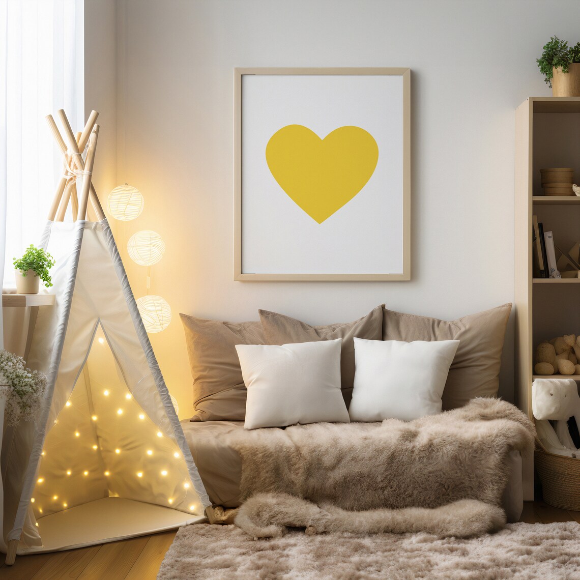 Mid-Century Yellow Heart Valentine Art Print - Image 3