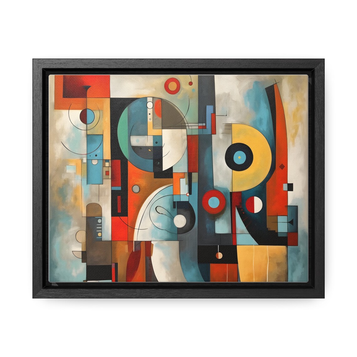 Colorful Circles Geometric Abstract Retro Modern Style Art Poster