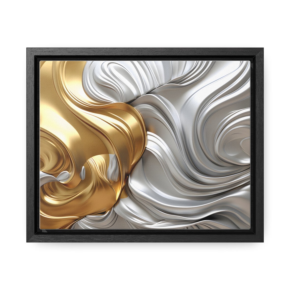 Gold Silver Metallic Swirl Abstract Luxury Flowing Waves Poster