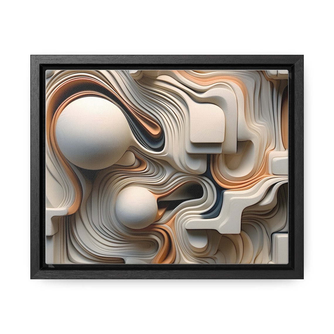 Neutral Layered Wave Abstract 3D Spheres Modern Beige Poster - Image 4