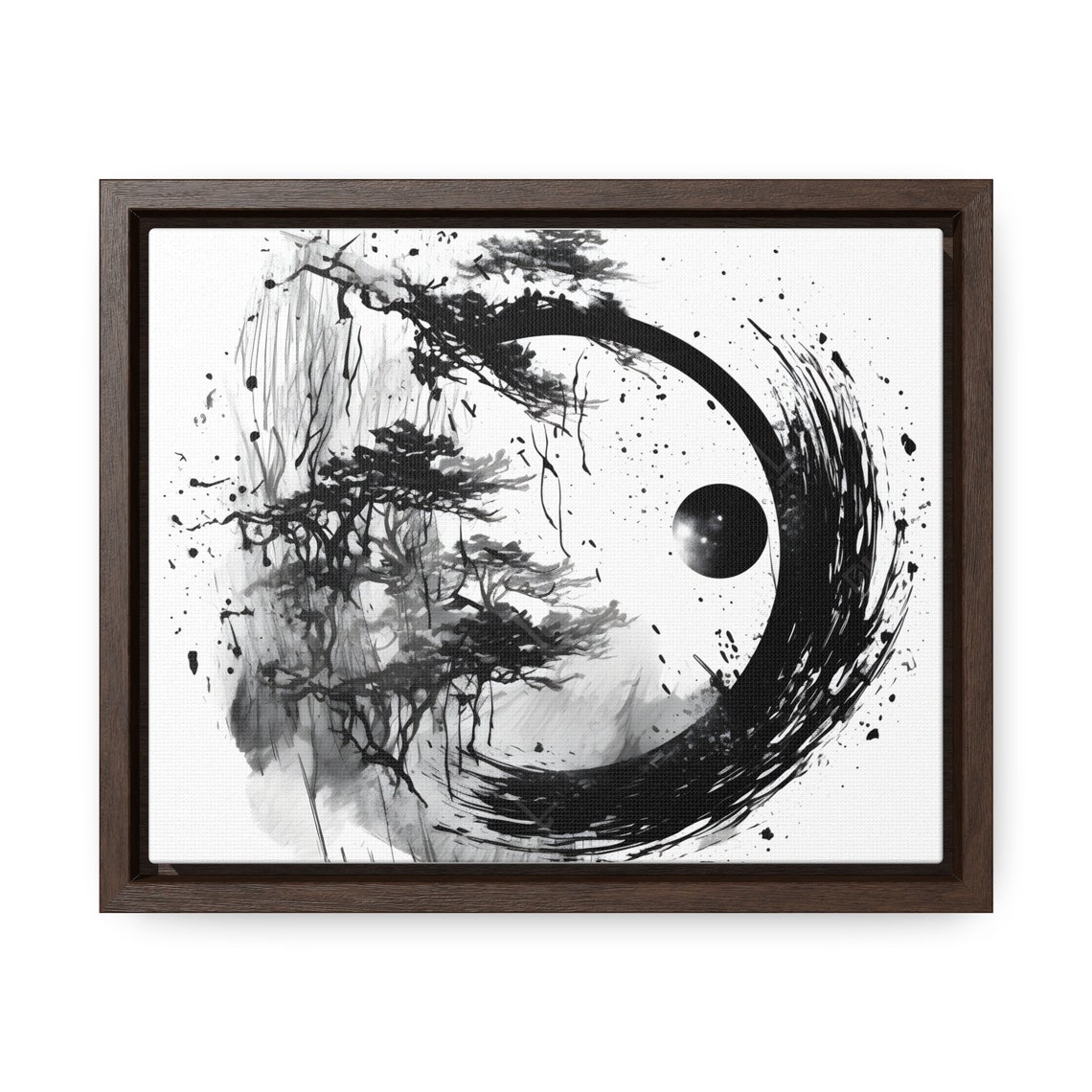 Japanese Enso Circle Moon Pine Trees Sumi-e Ink Zen Style Poster - Image 4