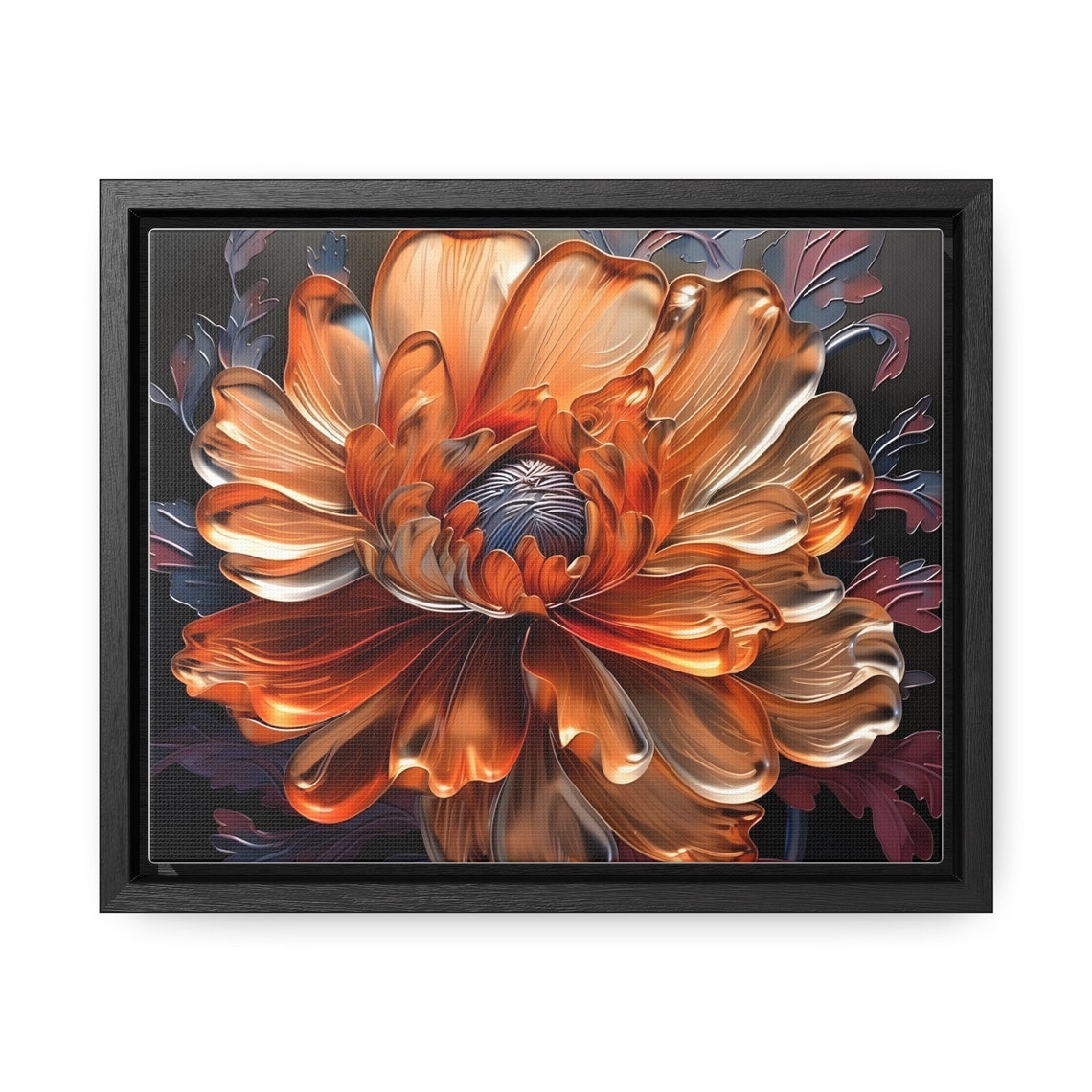 Metallic Copper Dahlia Flower Macro 3D Bloom Dramatic Floral Poster - Image 4
