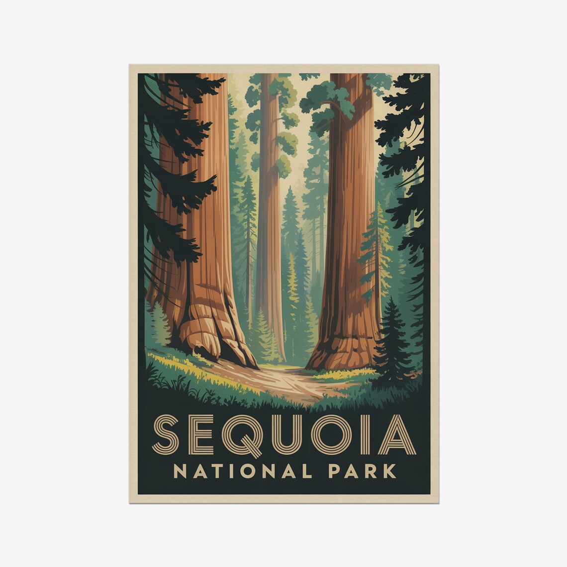 Sequoia National Park California Giant Trees Vintage Travel Poster