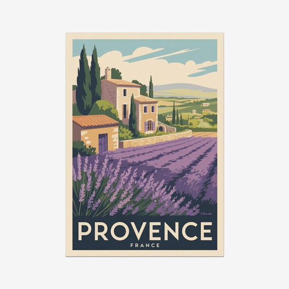 Provence Retro Travel Poster, South Of France