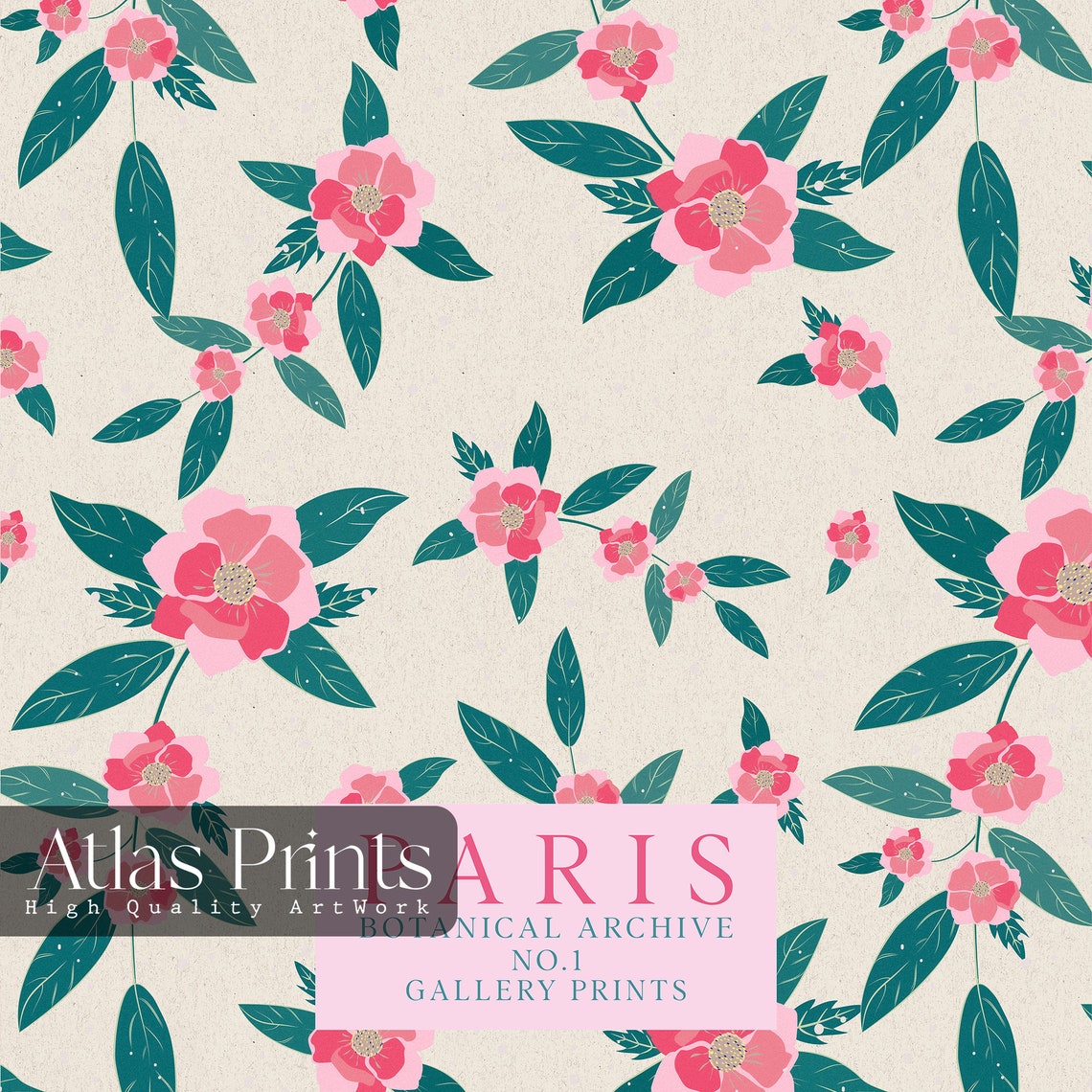Flower Market Paris Botanical Archive Pink Floral Pattern Poster - Image 2