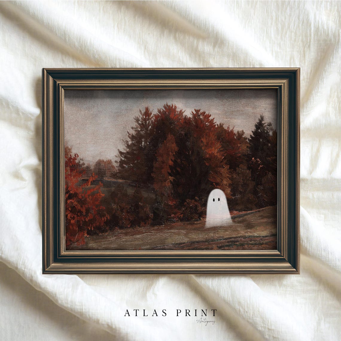 Lonely Ghost In An Autumn Woods Vintage Moody Halloween Poster - Image 4