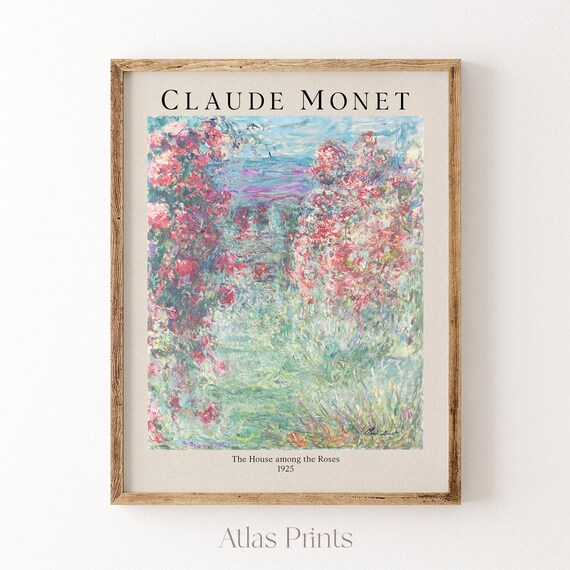 Claude Monet House among the Roses 1925 Impressionist Floral Poster