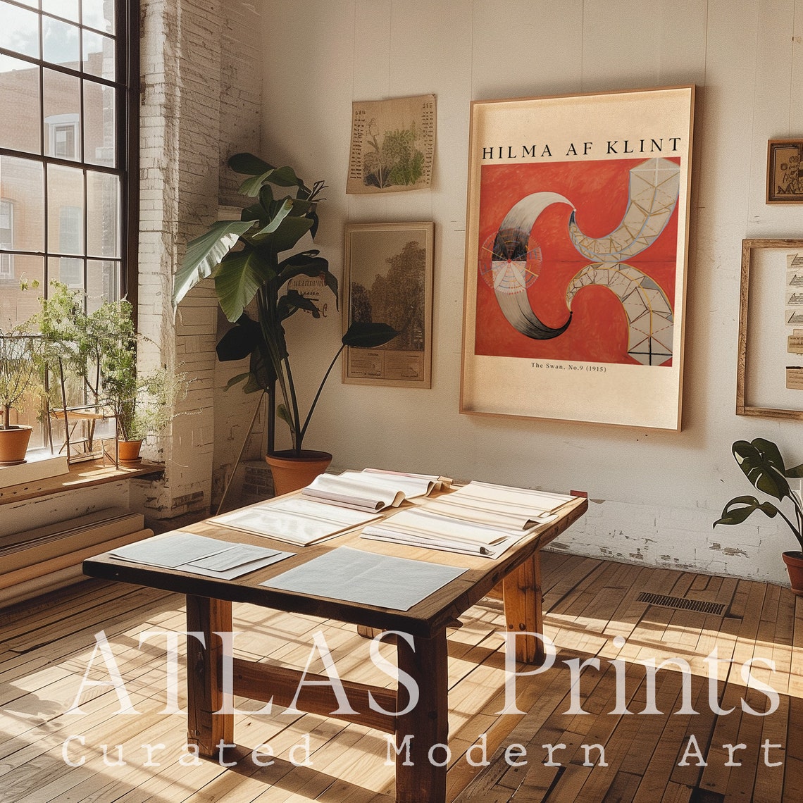 Hilma af Klint The Swan No 9 Fiery Red Abstract Curves Poster - Image 2
