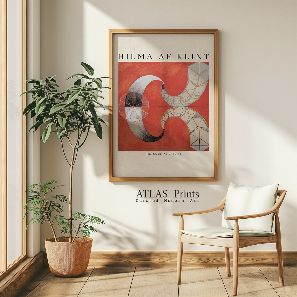 Hilma af Klint The Swan No 9 Fiery Red Abstract Curves Poster - Image 3