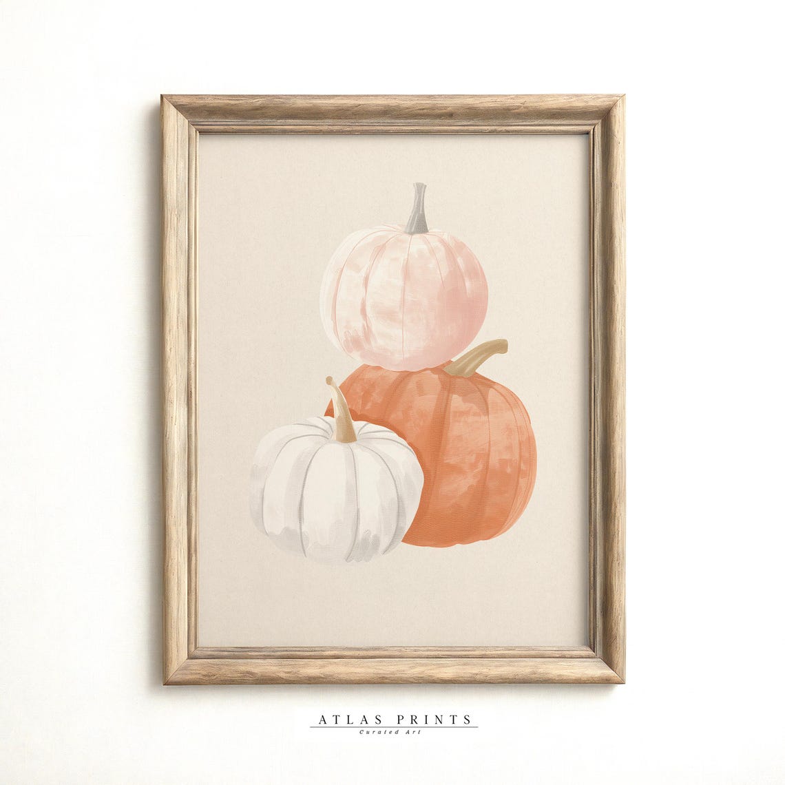 Three Watercolor Pumpkins Pink Orange White Soft Fall Harvest Poster - Image 3