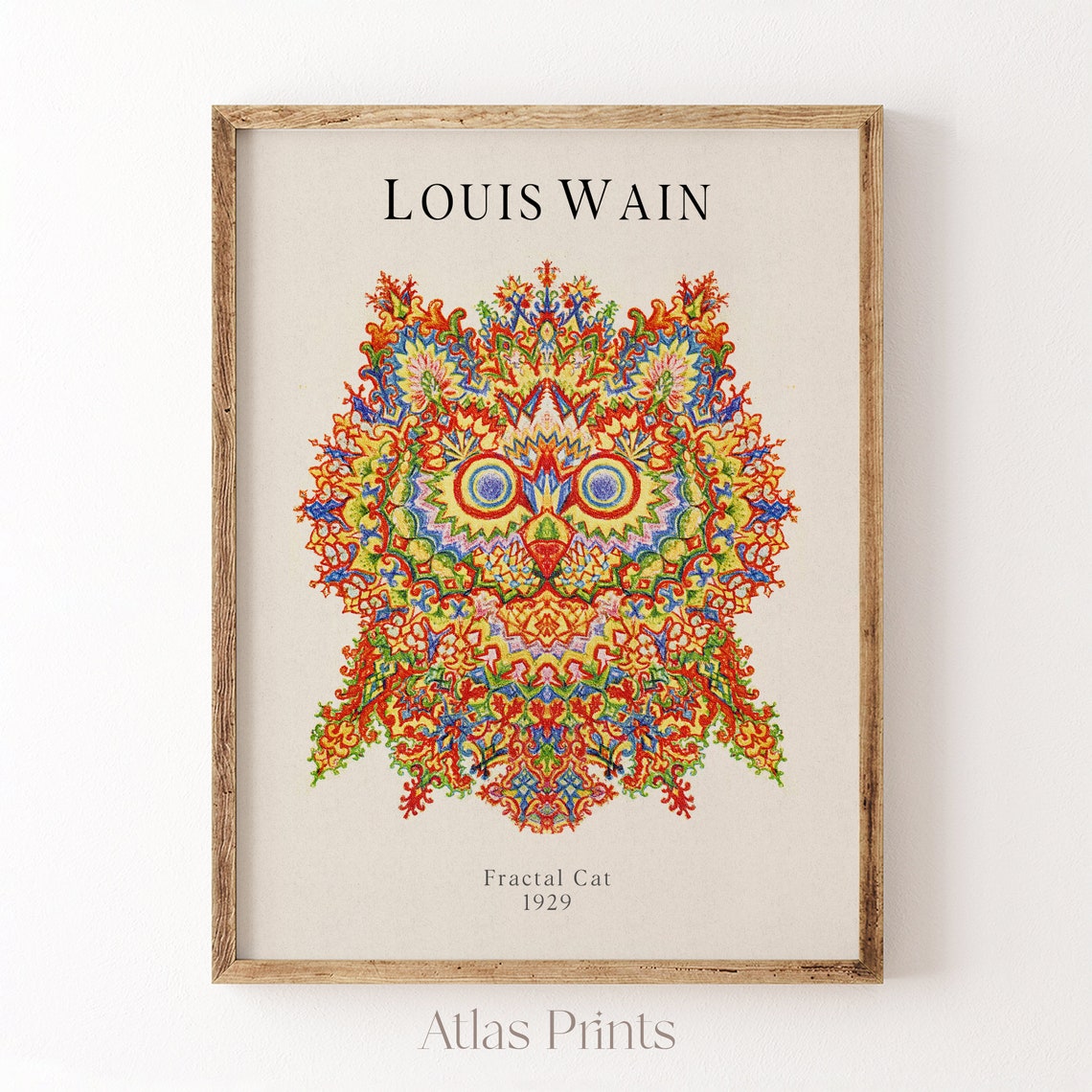 Louis Wain Fractal Cat 1929 Psychedelic Kaleidoscope Art Poster - Image 2