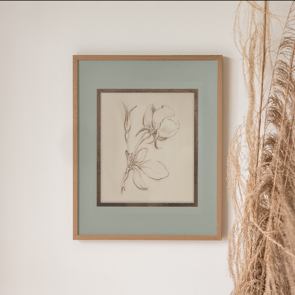 Vintage Rose Sketch Botanical Sepia Line Drawing Minimalist Poster - Image 2
