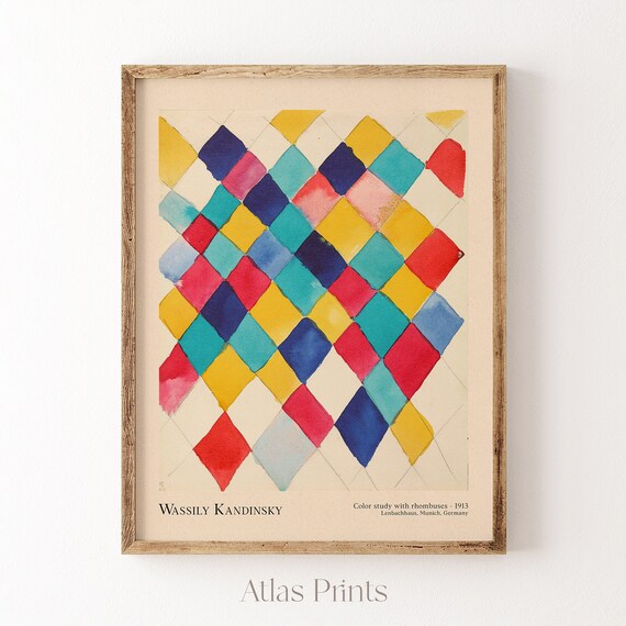 Wassily Kandinsky Wall Art Mid Century Modern Abstract Colorful Print Minimalist Living Room Wall Decor