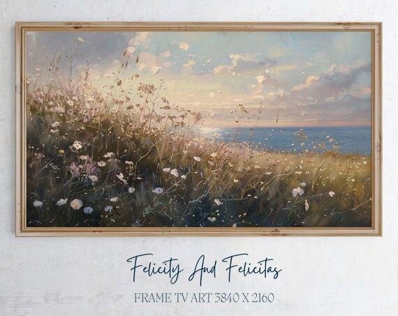 Coastal Wildflower Meadow Impressionist Painting Ocean View Poster